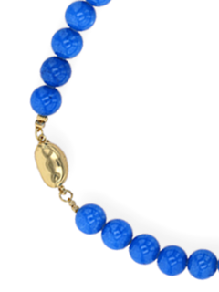 Blue Beaded Necklace with Green Heart Pendant