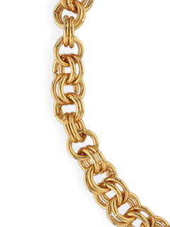 Yellow Gold Thick Chain Necklace with Red Heart Pendant