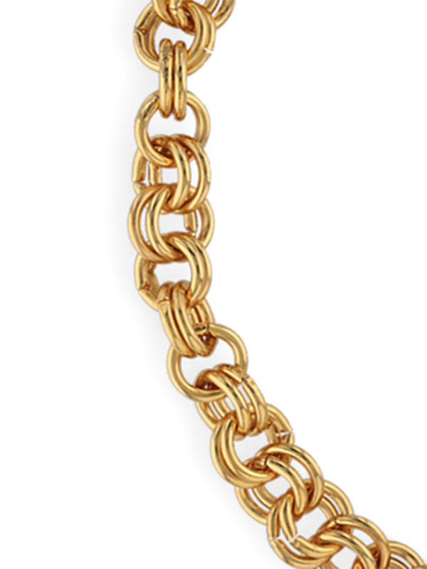 Yellow Gold Thick Chain Necklace with Red Heart Pendant