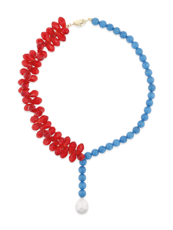 Red-And-Blue Beaded Necklace