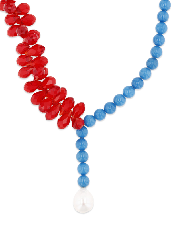 Red-And-Blue Beaded Necklace