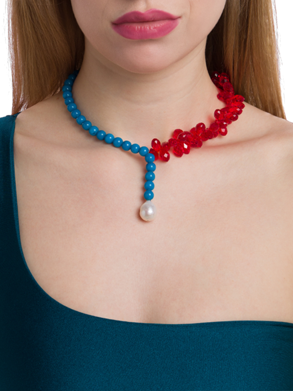 Red-And-Blue Beaded Necklace