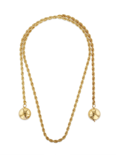 Gold Chain Necklace with Large Pearl Pendants