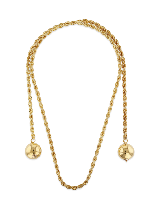 Gold Chain Necklace with Large Pearl Pendants