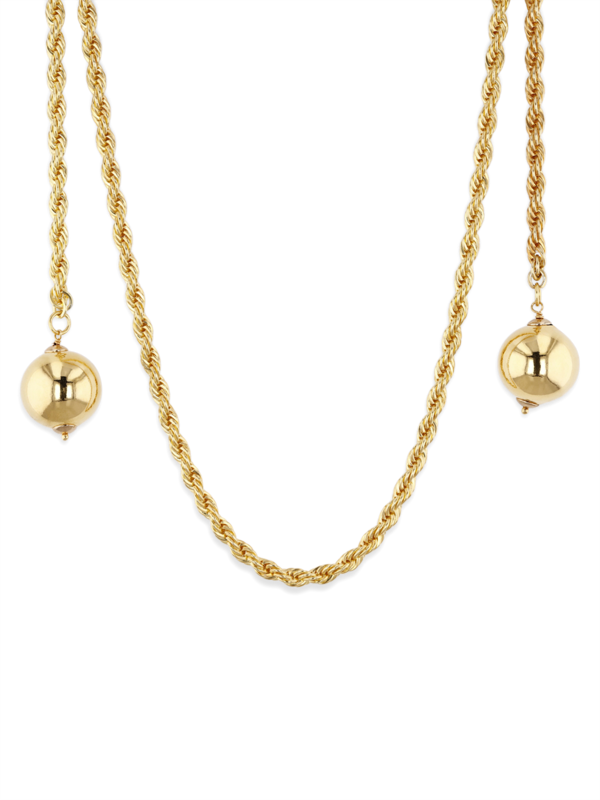 Gold Chain Necklace with Large Pearl Pendants