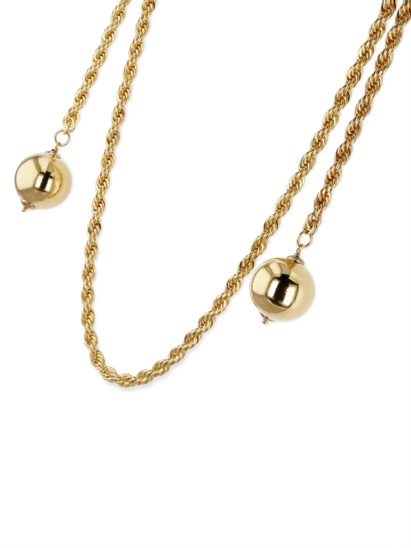 Gold Chain Necklace with Large Pearl Pendants