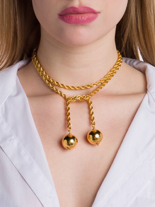 Gold Chain Necklace with Large Pearl Pendants