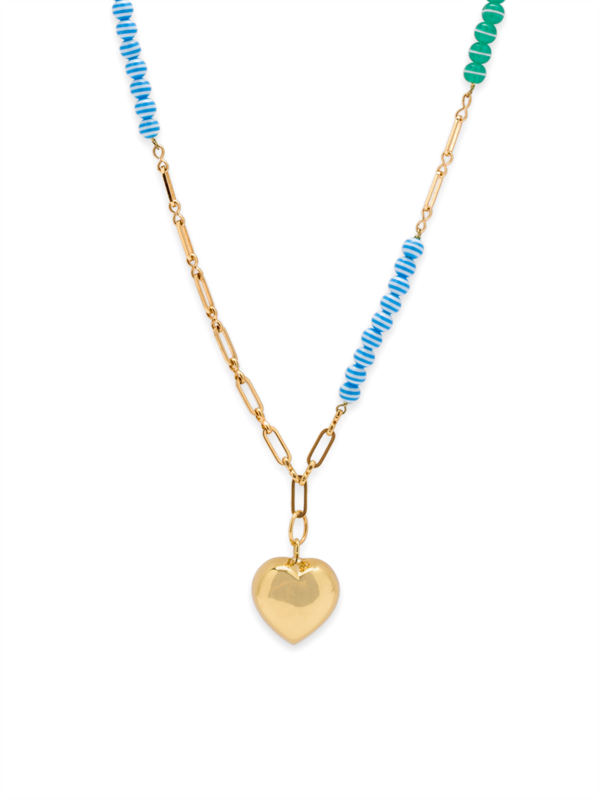 Chain and Beads Heart Necklace