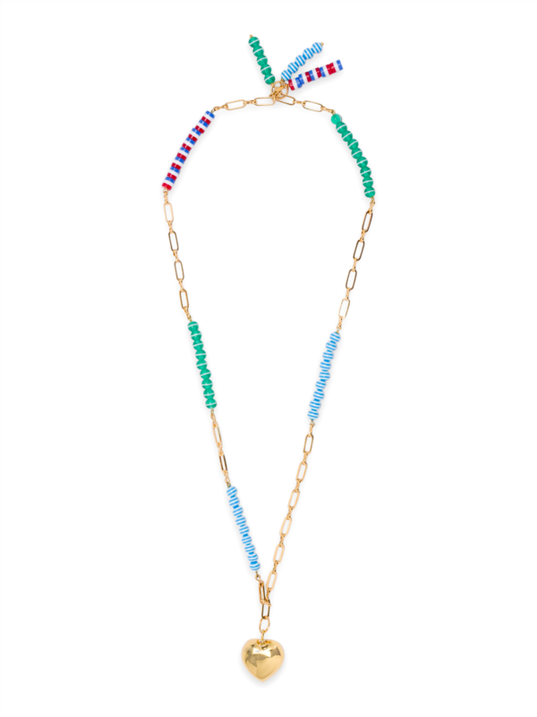 Chain and Beads Heart Necklace
