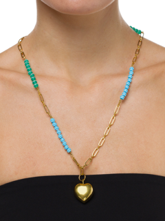 Chain and Beads Heart Necklace