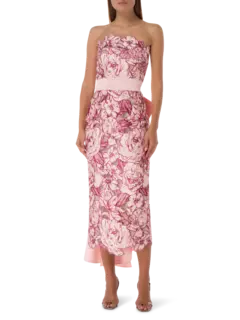 فستان متوسط الطول بخصر بوستيه مزين بعقدة فيونكة