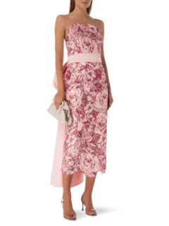 فستان متوسط الطول بخصر بوستيه مزين بعقدة فيونكة