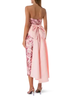 فستان متوسط الطول بخصر بوستيه مزين بعقدة فيونكة