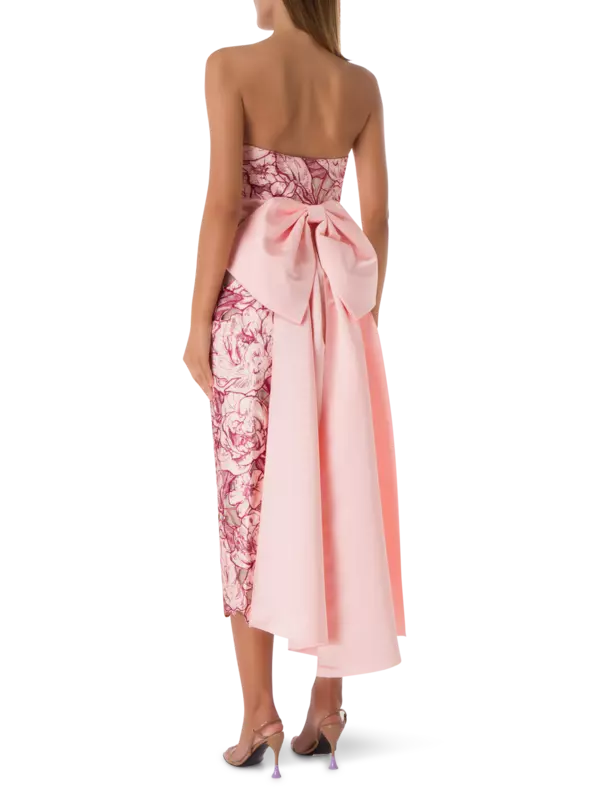 فستان متوسط الطول بخصر بوستيه مزين بعقدة فيونكة