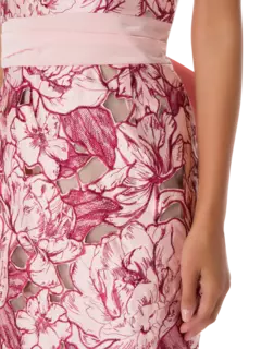 فستان متوسط الطول بخصر بوستيه مزين بعقدة فيونكة