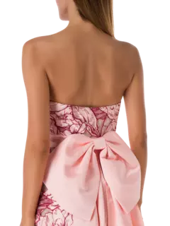 فستان متوسط الطول بخصر بوستيه مزين بعقدة فيونكة