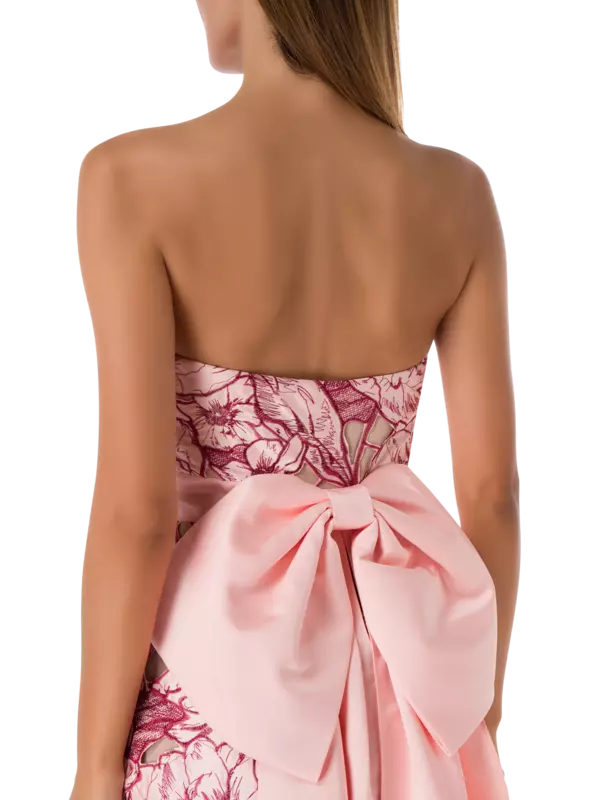 فستان متوسط الطول بخصر بوستيه مزين بعقدة فيونكة