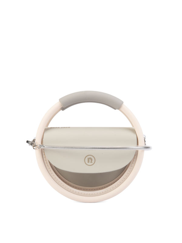 PVC AND RECYCLED LEATHER MINI HOOP BAG
