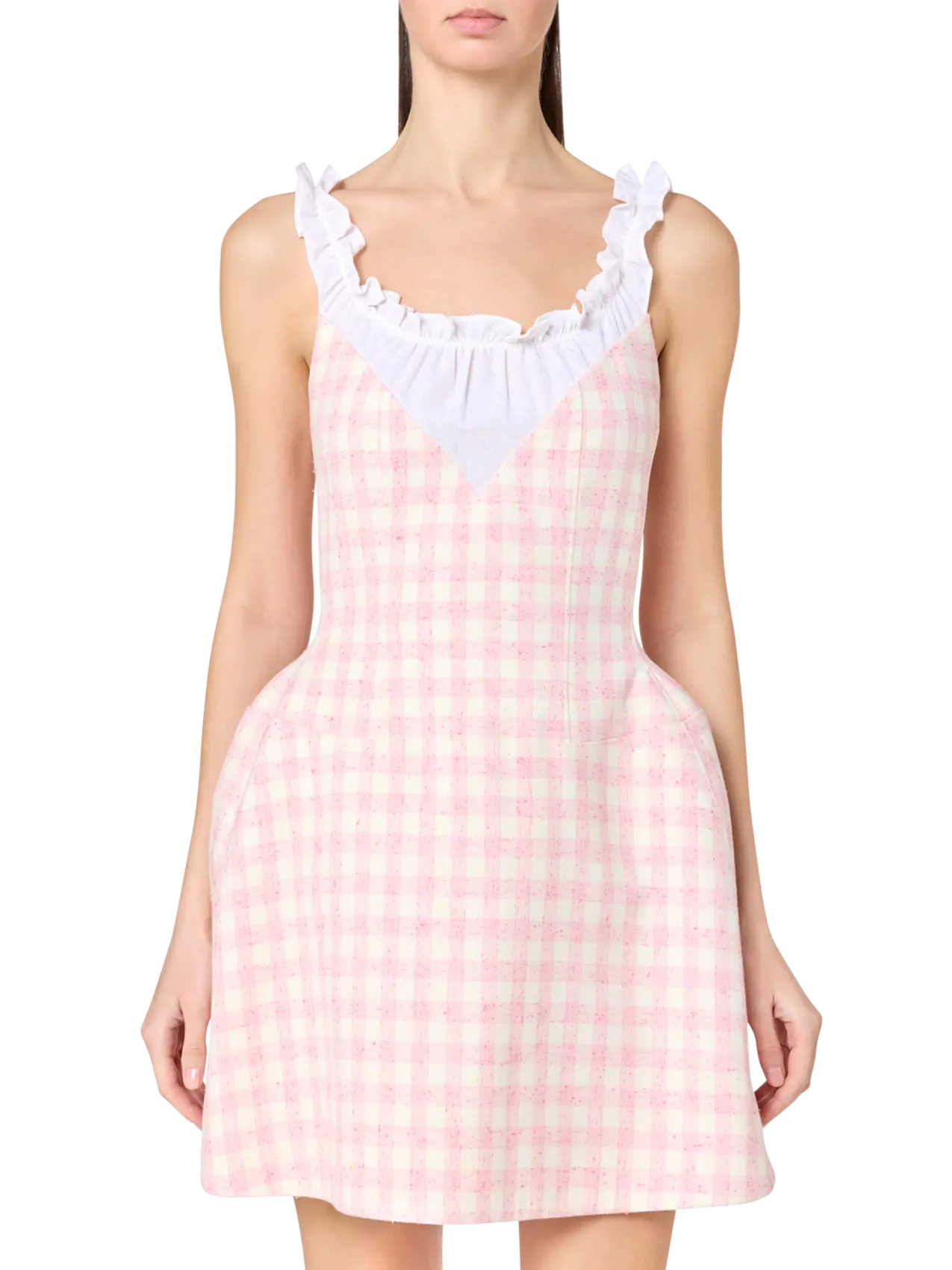 Shushu Tong Patchwork Pleated Collar Sleeveless Mini THAT shushu-tong-patchwork-pleated-collar-sleeveless-mini-that