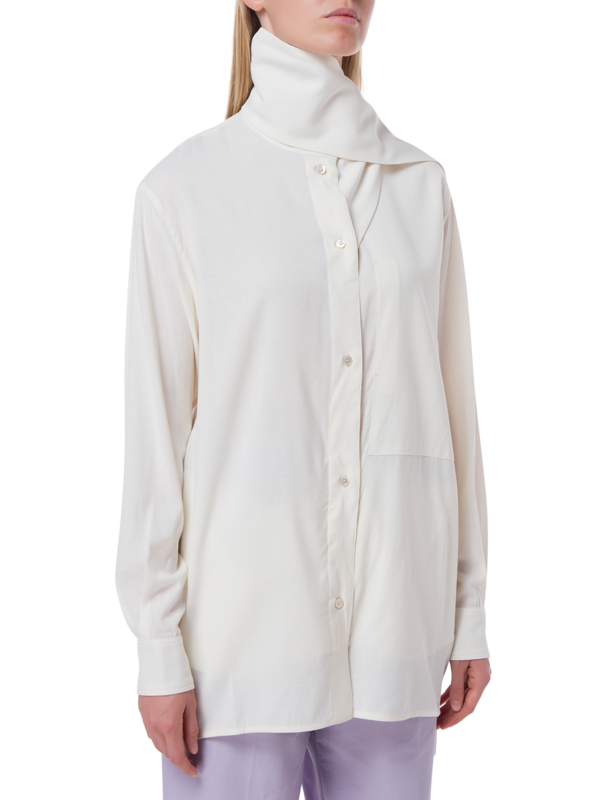 قميص نيت من صوف الفسكوز مزين بجيب