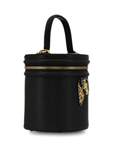 Structured Bucket Bag with Gold Horse Embellishment