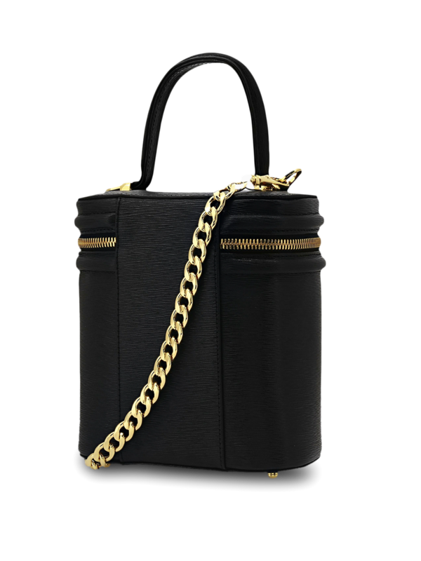 Structured Bucket Bag with Gold Horse Embellishment