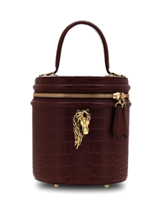 Structured Bucket Bag with Gold Horse Embellishment