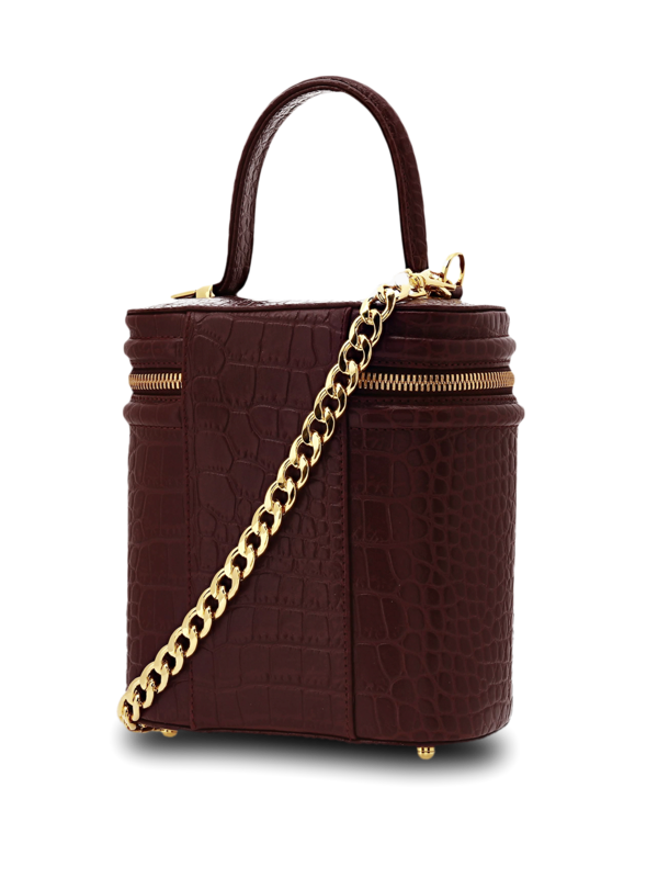 Structured Bucket Bag with Gold Horse Embellishment