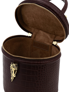 Structured Bucket Bag with Gold Horse Embellishment