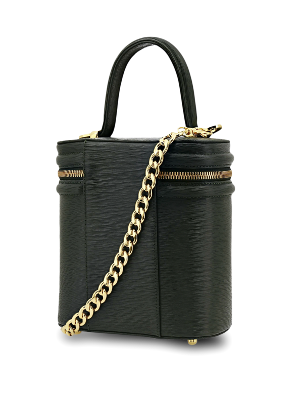 Structured Bucket Bag with Gold Horse Embellishment