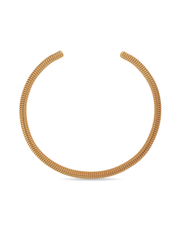 Embellished Gold "Massaï" Collar Necklace with Spring Detailing