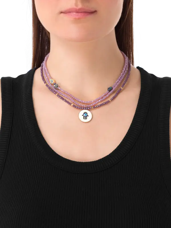 قلادة بتصميم يد خمسة من 3 طبقات