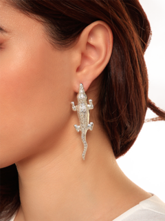 Silver Tone Alligator Earrings