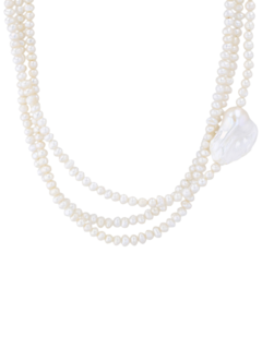Layered Pearl Necklace with Statement Baroque Pearl