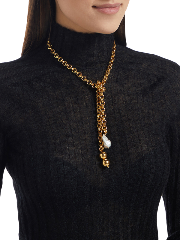 Golden Matinee Length Necklace