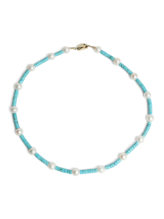 Green & White Beaded Necklace