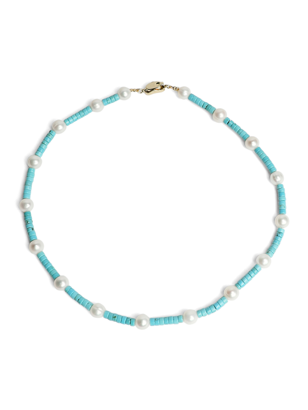 Green & White Beaded Necklace