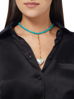 Green & White Beaded Necklace