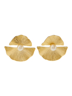 Gold Pearly Scallop Earrings