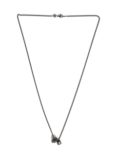 Gunmetal Logo Wheel/Skull Charm Necklace