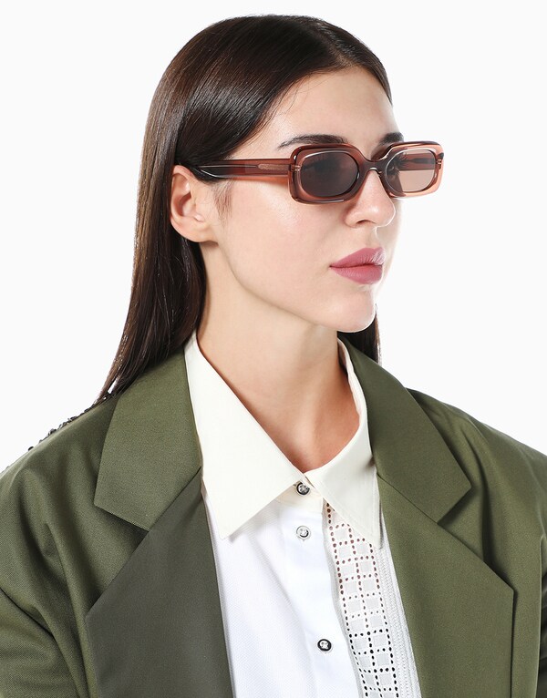 Brown Rectangular Sunglasses