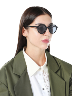 Blues Half-Octagon Sunglasses With Black Tinted Lenses