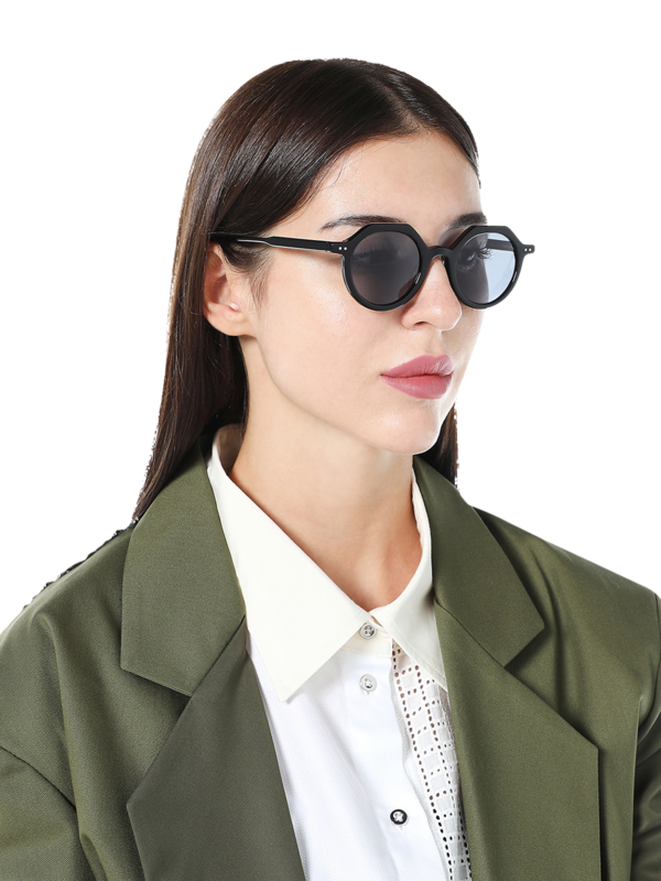 Blues Half-Octagon Sunglasses With Black Tinted Lenses