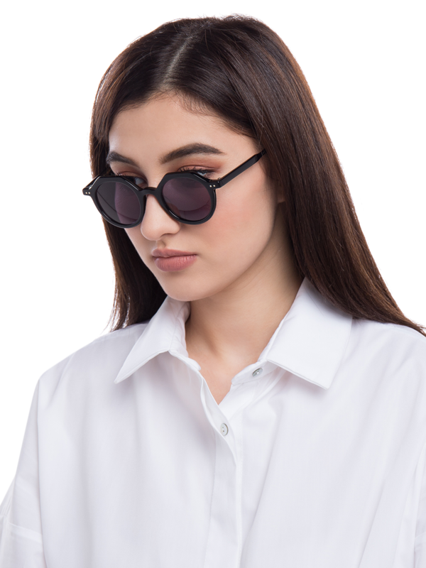 Blues Half-Octagon Sunglasses With Black Tinted Lenses