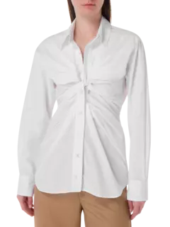 قميص بوبلين بأكمام طويلة بتفاصيل عقدة