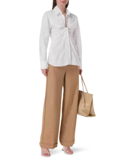 قميص بوبلين بأكمام طويلة بتفاصيل عقدة