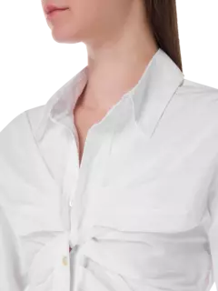 قميص بوبلين بأكمام طويلة بتفاصيل عقدة