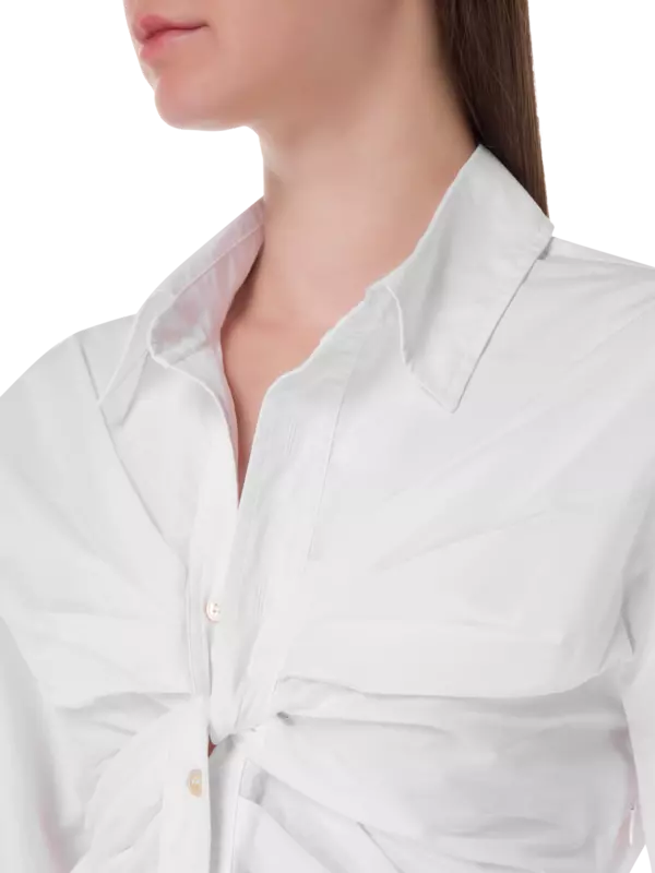 قميص بوبلين بأكمام طويلة بتفاصيل عقدة