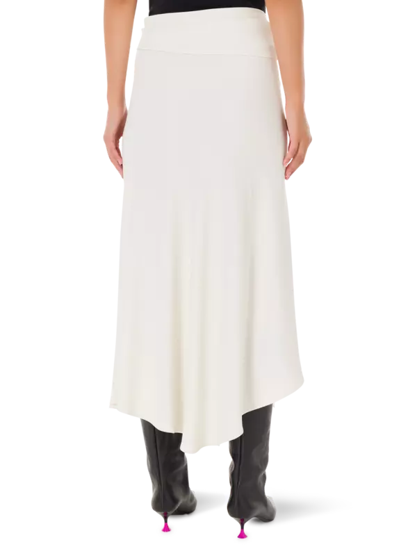 تنورة كادي متوسطة الطول بحزام مزين بشراشيب