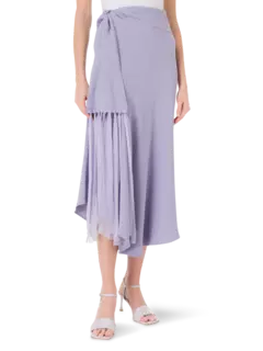 تنورة كادي متوسطة الطول بحزام مزين بشراشيب